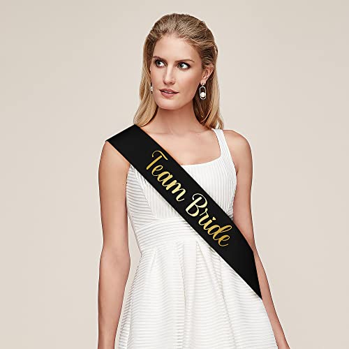 REDSTAR Paquete de 12 fajas de novia del equipo de color negro satinado – Paquete de 12 fajas de novia del equipo – Talla única para todas las fajas de dama de honor para decoración de despedida de