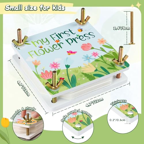 REFLYING Kit de Prensa de Flores, 6 capas prensadas flor hoja planta preservación espécimen, Kit de Manualidades Florales, para Niños Mayores de 6 Años