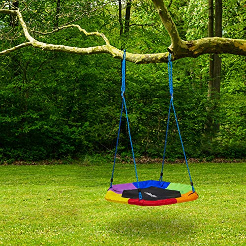 Relaxdays Columpio Nido, Hexagonal, Niños y Adultos, Balancín Exterior máx. 100kg, Altura Regulable, 95x85cm, Multicolor