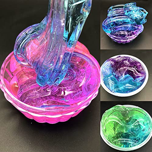 Remorui 1 caja/60g Galaxy Crystal Slime Modelado Arcilla de barro elástica transparente Alivio del estrés Slime Juguete para niños, rosa + azul