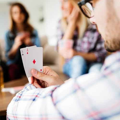 Retoo Cartas estándar de color rojo, 54 hojas de plástico, cartas de póquer, cartas de juego para póquer Texas Holdem Poker, Blackjack, juego de cartas de plástico profesional, resistente al agua