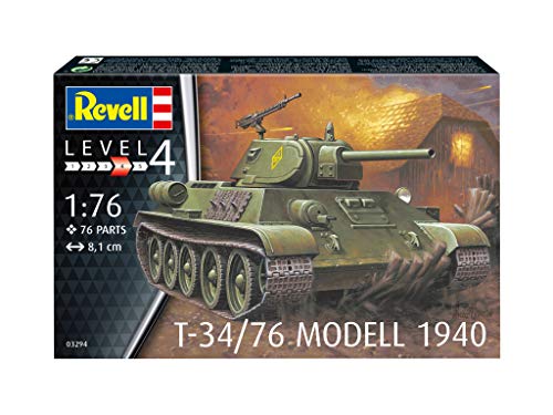 Revell 03294 T-34/76 Modelo 1940 - Maqueta de Barco avanzado sin Pintar