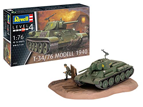 Revell 03294 T-34/76 Modelo 1940 - Maqueta de Barco avanzado sin Pintar