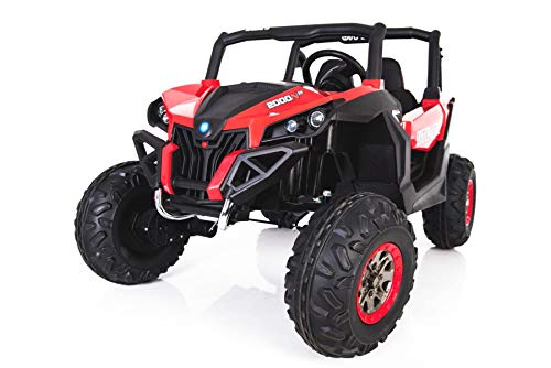 RIRICAR El Coche eléctrico de los niños Nuevo RSX Buggy 2 x 12V Rojo - 2.4Ghz, 4 X Motor, Control Remoto, Dos Asientos, Llave de Encendido, Ruedas de EVA Suave, USB, Tarjeta SD