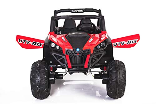 RIRICAR El Coche eléctrico de los niños Nuevo RSX Buggy 2 x 12V Rojo - 2.4Ghz, 4 X Motor, Control Remoto, Dos Asientos, Llave de Encendido, Ruedas de EVA Suave, USB, Tarjeta SD