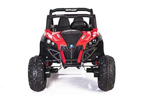 RIRICAR El Coche eléctrico de los niños Nuevo RSX Buggy 2 x 12V Rojo - 2.4Ghz, 4 X Motor, Control Remoto, Dos Asientos, Llave de Encendido, Ruedas de EVA Suave, USB, Tarjeta SD