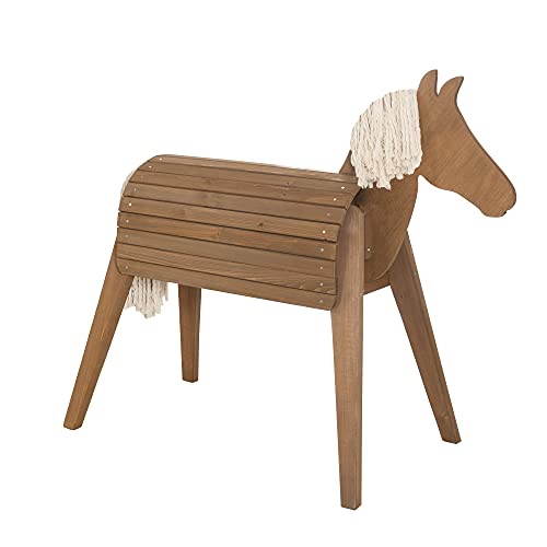 roba Caballo de Jardín para Niños en Madera Maciza - Caballo de Equitación - Muebles para Jugar al Aire Libre - Teca