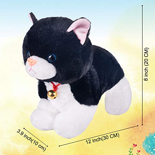 Robot de felpa negro gato relleno animal interactivo gato robot juguete, gato gatito juguete, juguete animado gatos para niñas bebé niños L: 12 pulgadas H: 8 pulgadas ancho: 5 pulgadas