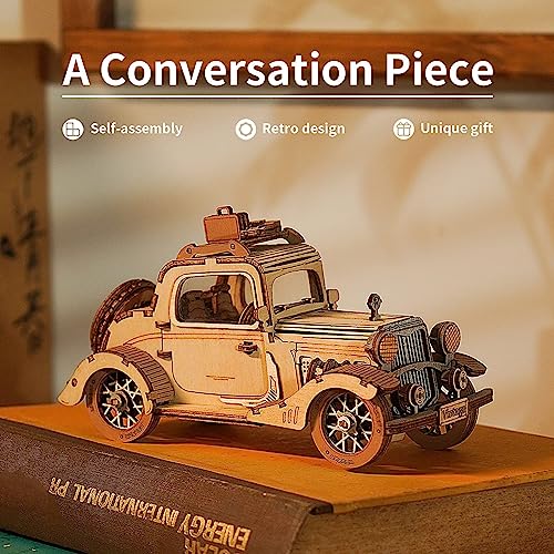 ROBOTIME Juego De Puzzles De Madera De Modelos De Coches Vintage, Un Puzzle En 3D Y Un Juego De Manualidades para Adultos Y Niños como Regalo O Colección Decorativa