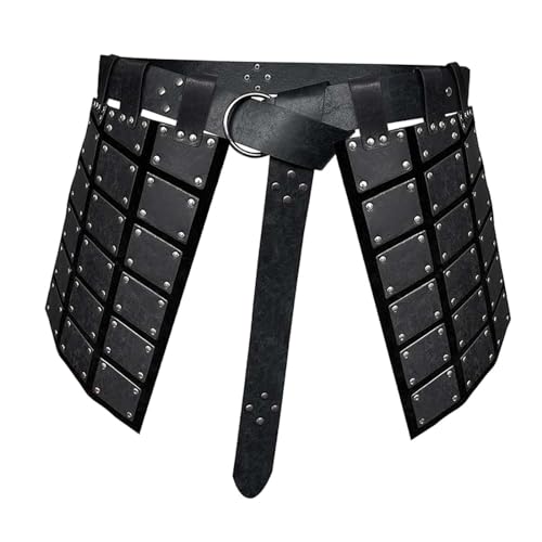 rockible Medieval de Cuero de PU para Muslo, de Falda de Caballero Mercenario, Ajustable, Disfraz con Hebillas para Hombres, Negro