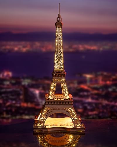 Rolife Puzzle 3D Torre Eiffel Maquetas para Construir Adultos Kits de Construcción Puzzle Madera Adultos Maquetas para Montar con Luces LED 164pcs (TGL01)