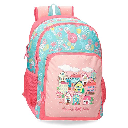 Roll Road My little Town Mochila Escolar Doble Compartimento Adaptable a Carro Rosa 33x44x17 cms Poliéster 24,68L