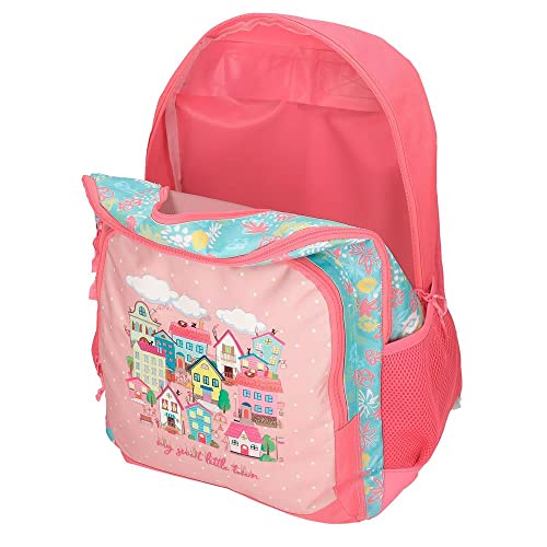 Roll Road My little Town Mochila Escolar Doble Compartimento con Carro Rosa 33x44x17 cms Poliéster 24,68L