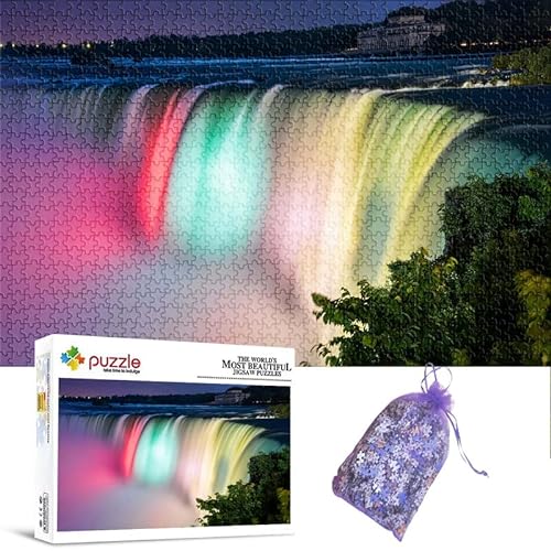 Rompecabezas de 1000 Piezas para Adultos Mini Rompecabezas Cataratas de Colores del Niágara Adolescentes Niños Familia Juegos desafiantes Entretenimiento Juguetes Regalos 38 * 26 cm