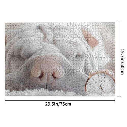 Rompecabezas de 1000 Piezas Shar Pei Pets Grey Shar Pei Puppy Dogs Shar Pei Rompecabezas de Madera de Juguete Juego Familiar decoración de Pared para Adultos Adolescentes