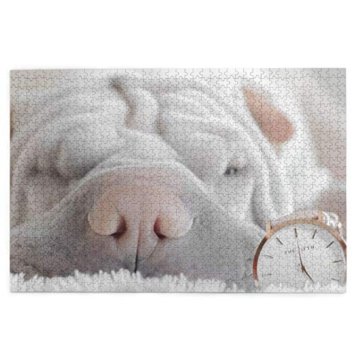 Rompecabezas de 1000 Piezas Shar Pei Pets Grey Shar Pei Puppy Dogs Shar Pei Rompecabezas de Madera de Juguete Juego Familiar decoración de Pared para Adultos Adolescentes