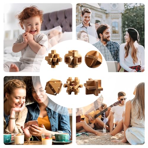 Rompecabezas de Madera 3D para niños - Juego de Rompecabezas 3D Luban Lock | Juguetes educativos para niños y niñas, Juguetes de Aprendizaje portátiles para el hogar, Preescolar, guardería Tioheam