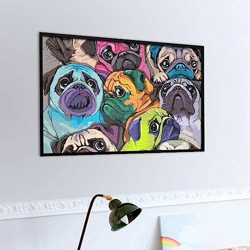 Rompecabezas de madera con imagen de retrato de muchos pugs divertido, regalo único para adultos, 300/500/1000 piezas