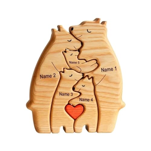 Rompecabezas de oso de madera personalizado con 1-8 apellidos, somos uno, rompecabezas de madera personalizado con forma de oso, regalo para familia, cumpleaños, Navidad, decoración de madera, regalo