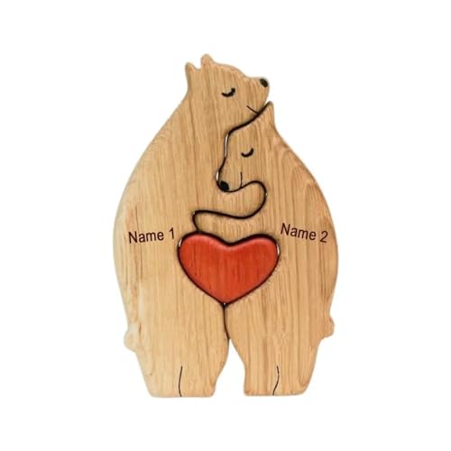 Rompecabezas de oso de madera personalizado con 1-8 nombres de familia, somos uno, rompecabezas de madera personalizado con forma de oso, regalo para familia, cumpleaños, Navidad, decoración de