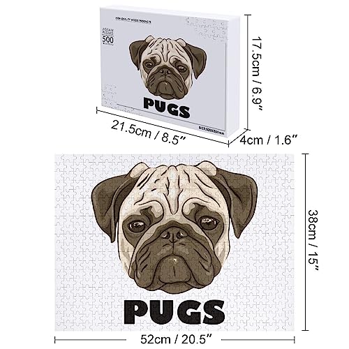 Rompecabezas divertido de madera con imagen de Pugs, regalo único para adultos, 300/500/1000 piezas