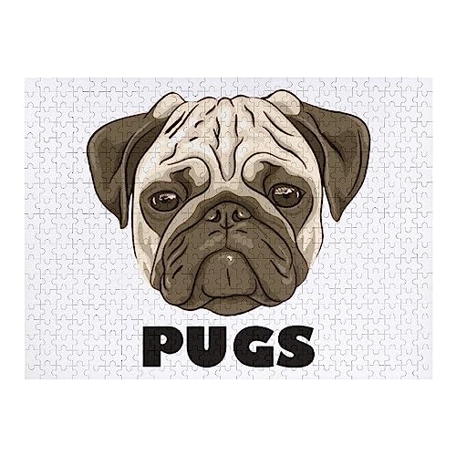 Rompecabezas divertido de madera con imagen de Pugs, regalo único para adultos, 300/500/1000 piezas