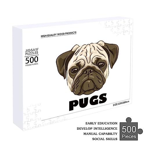 Rompecabezas divertido de madera con imagen de Pugs, regalo único para adultos, 300/500/1000 piezas