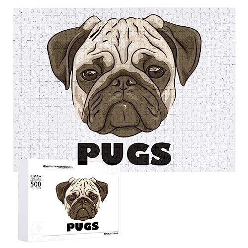 Rompecabezas divertido de madera con imagen de Pugs, regalo único para adultos, 300/500/1000 piezas