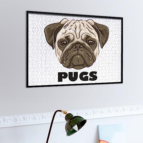 Rompecabezas divertido de madera con imagen de Pugs, regalo único para adultos, 300/500/1000 piezas