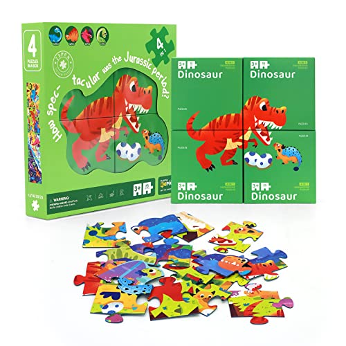 Rompecabezas Infantil 4 en 1 Dinosaurio y Princesa I Rompecabezas para niños a Partir de 3 años - Juego de Rompecabezas de Juguete Infantil co