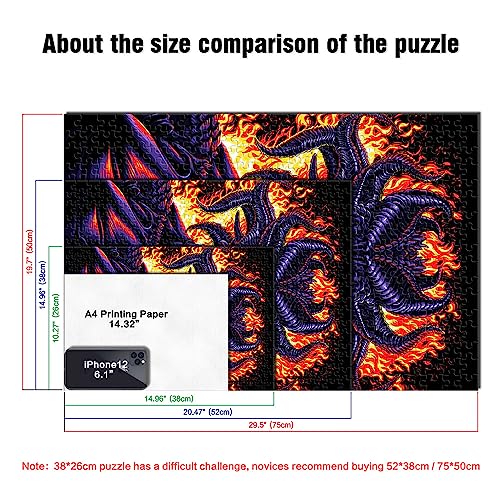 Rompecabezas para adultos 1000 piezas Demonio del Infierno Juego estimulante de cartón reciclado 10,27 x 14,96 Pulgadas