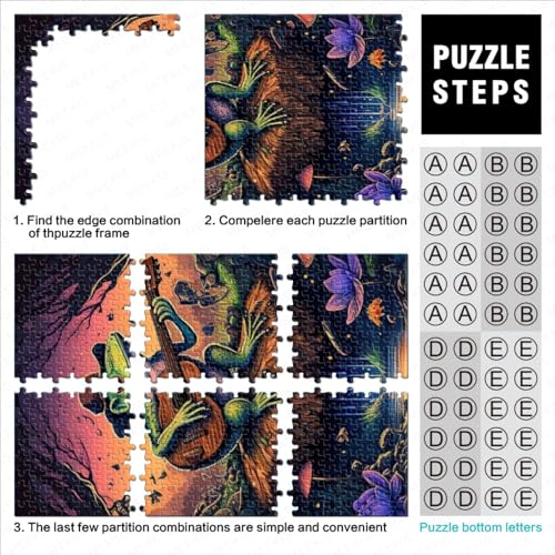 Rompecabezas para Adultos Rana Jugando Banjo Puzzles 1000 Piezas para Adolescentes Regalos Rompecabezas Madera para Adultos y niños Rompecabezas difíciles y difíciles 1000 Piezas （50x75cm）