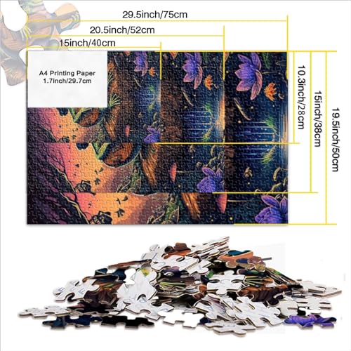 Rompecabezas para Adultos Rana Jugando Banjo Puzzles 1000 Piezas para Adolescentes Regalos Rompecabezas Madera para Adultos y niños Rompecabezas difíciles y difíciles 1000 Piezas （50x75cm）