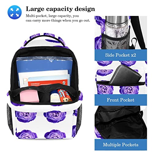 Rom醤tica rosa p鷕pura acuarela flor bolsa escolar conjunto para adolescentes ni馻s ni駉s ni駉s estudiantes mochila mochila con estuche para l醦ices para primaria secundaria junior