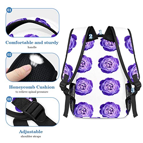 Rom醤tica rosa p鷕pura acuarela flor bolsa escolar conjunto para adolescentes ni馻s ni駉s ni駉s estudiantes mochila mochila con estuche para l醦ices para primaria secundaria junior