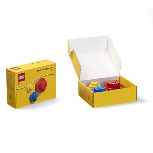 Room Copenhagen Lego Juego de colgadores de Pared, Yellow, Blue, Red, Small, Medium and Large, Amarillo, Azul, Rojo, 3