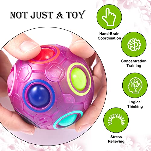 ROXENDA Magic Ball Rainbow Ball, Juego de Habilidad Bola de Rompecabezas - Cerebro Teaser y Bola de Estrés para Niños y Adultos (Púrpura)