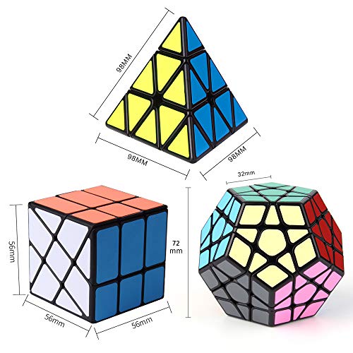 ROXENDA Speed Cube Set, Pirámide Dodecaedro Windmill Cube - Colección de Cubos de Velocidad Mágicos para Niños y Adultos [3 Pack]