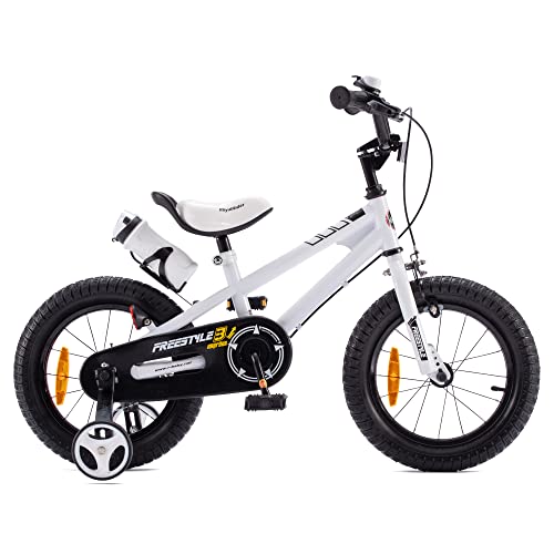 Royal Baby Bicicletas Infantiles niña niño Freestyle BMX Ruedas auxiliares Bicicleta para niños 12 Pulgadas Blanco