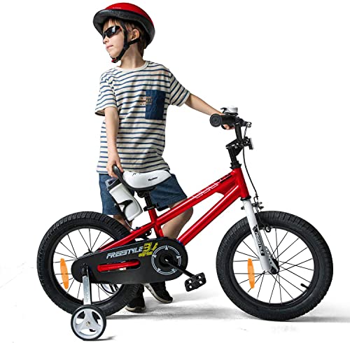 Royal Baby Freestyle Bicicleta para Niños y Niñas con Freno de Mano y Freno Posavasos 16 Pulgadas Bicicleta Rojo