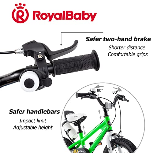 RoyalBaby Bicicletas Infantiles niña niño Freestyle BMX Ruedas auxiliares Bicicleta para niños 12 Pulgadas Verde