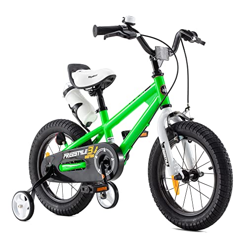 RoyalBaby Bicicletas Infantiles niña niño Freestyle BMX Ruedas auxiliares Bicicleta para niños 12 Pulgadas Verde