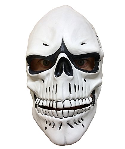 Rubber Johnnies TM Blanco Calavera Esqueleto Máscara, Completa Látex, Día De Los Muertos, Dia De Los Muertos, Bond