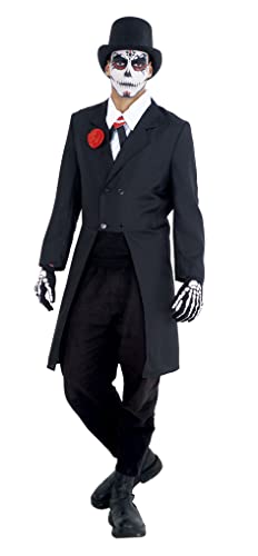 Rubies Disfraz Skull Catrin para hombre, Traje con chaqueta y rosa, guantes, sombrero y media camisa, Oficial halloween, carnaval y cumpleaños, S8586