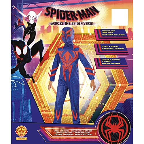 Rubies Disfraz Spiderman 2099 Clássico para niños y niñas, Jumpsuit impreso y máscara de tela, Oficial Marvel para Halloween, Carnaval, Navidad y cumpleaños