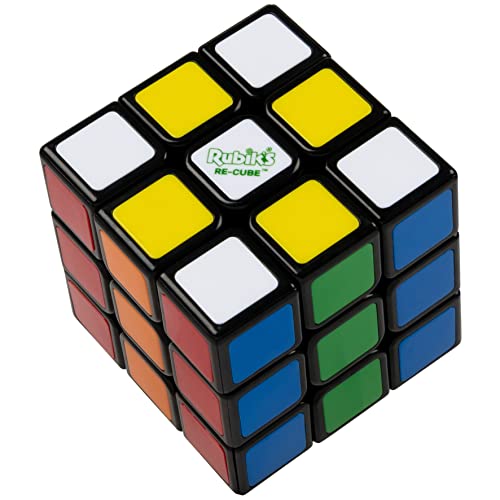 RUBIK'S Cube RE-Cube 3X3 – Juego de rompecabezas, para adultos y niños, cubo mágico – Puzzle 3 x 3 – 100% reciclado, coincidencia de colores, cubo clásico de resolución de problemas – Juguete infantil