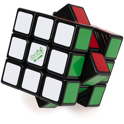 RUBIK'S Cube RE-Cube 3X3 – Juego de rompecabezas, para adultos y niños, cubo mágico – Puzzle 3 x 3 – 100% reciclado, coincidencia de colores, cubo clásico de resolución de problemas – Juguete infantil