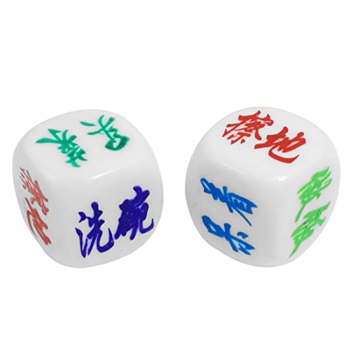 Ruilogod 2pcs personajes chinos patrón juego juego dados hexagonales para los accesorios de juego de suerte