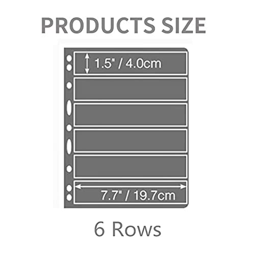 RUNRAYAY 10 hojas de páginas de sellos, página de álbum de sellos de coleccionista de 6 filas para carpeta de álbum de sellos con fundas de carpeta estándar de 9 agujeros para coleccionistas de sellos