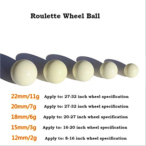 S-TROUBLE 3 Piezas Bola de Ruleta Rusa Juego de Ruleta de Casino Bola de Resina de Repuesto 12/15/18/20 / 22mm